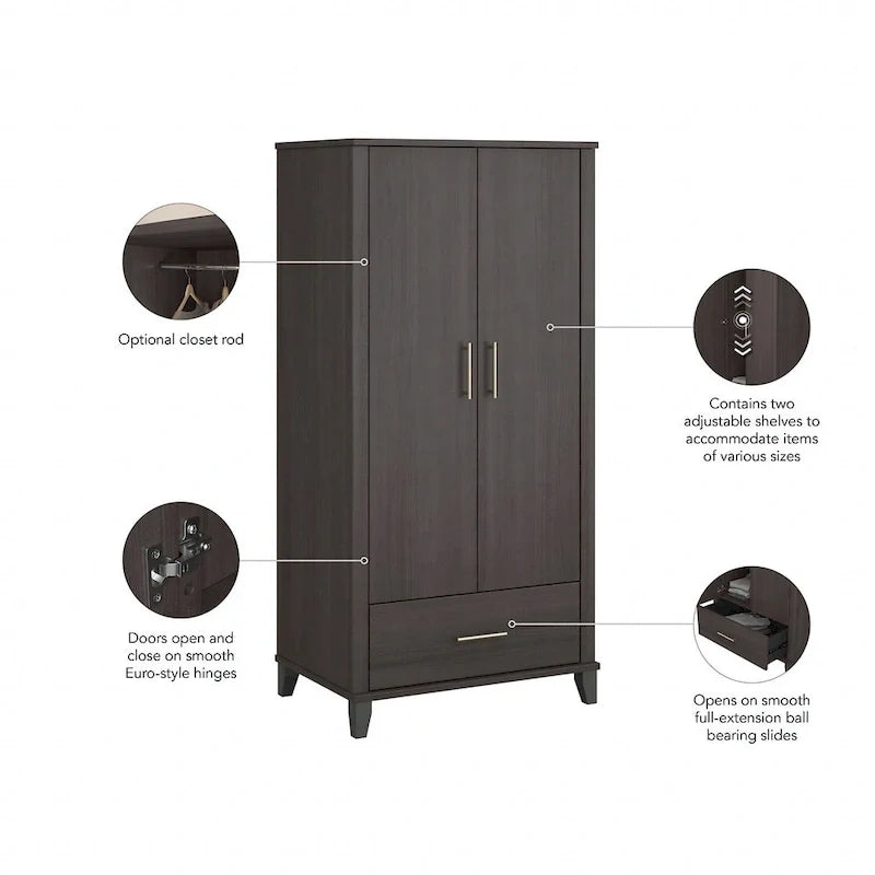 Tall Entryway Cabinet with Doors and Drawer