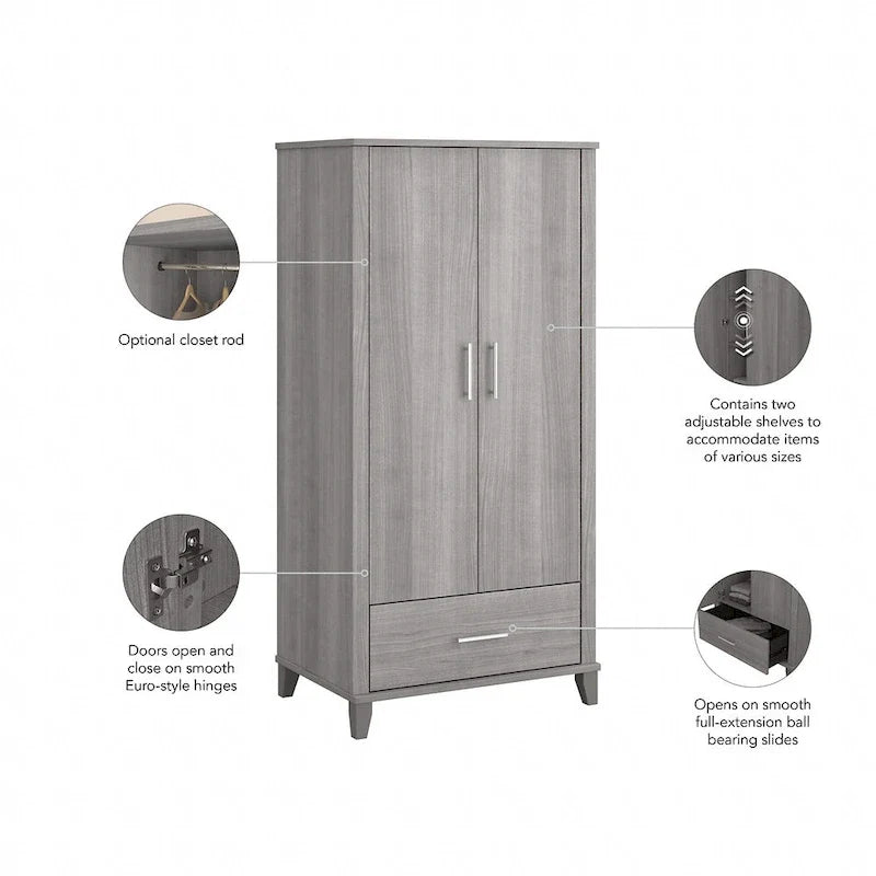 Tall Entryway Cabinet with Doors and Drawer