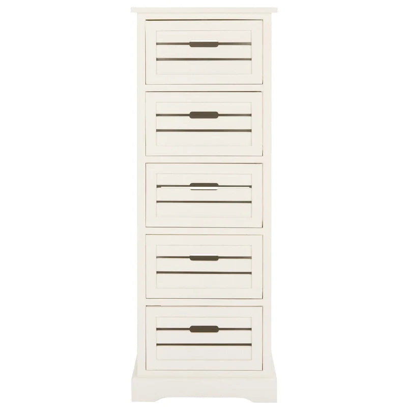 Armario de almacenamiento color crema con 5 cajones - 16.5 x 12.6 x 46.5 - 17Wx13Dx47H