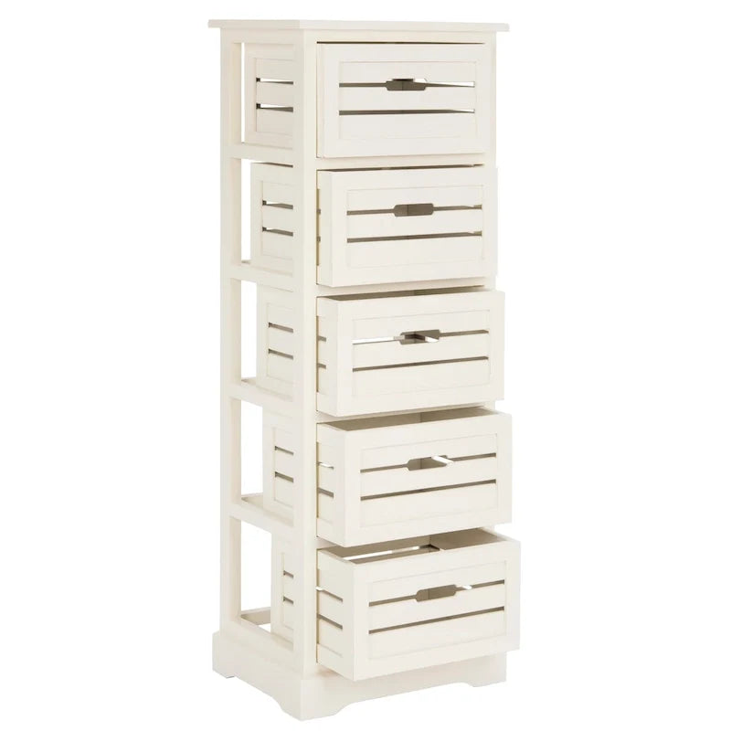 Storage 5-Drawer Cream Cabinet - 16.5 x 12.6 x 46.5 - 17Wx13Dx47H