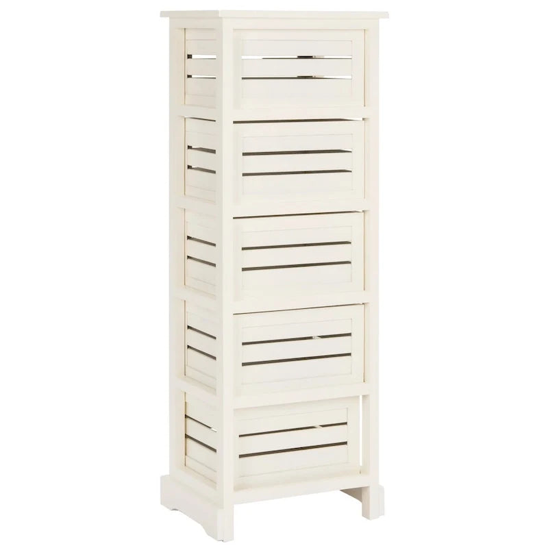 Armario de almacenamiento color crema con 5 cajones - 16.5 x 12.6 x 46.5 - 17Wx13Dx47H