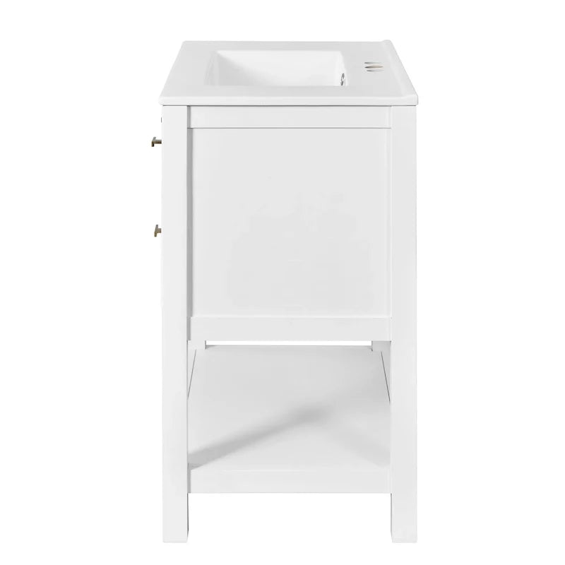 Tocador de baño de 30 con lavabo de cerámica, conjunto independiente con un lavabo y 5 cajones
