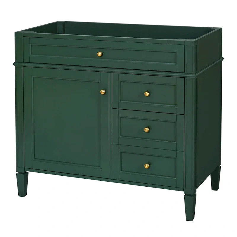 Meuble-lavabo de 36 pouces sans dessus ni lavabo, meuble de rangement moderne pour salle de bains avec 2 tiroirs et un tiroir basculant, structure en bois massif