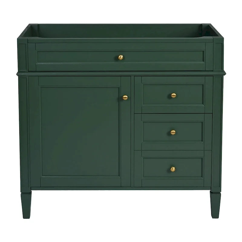 Meuble-lavabo de 36 pouces sans dessus ni lavabo, meuble de rangement moderne pour salle de bains avec 2 tiroirs et un tiroir basculant, structure en bois massif