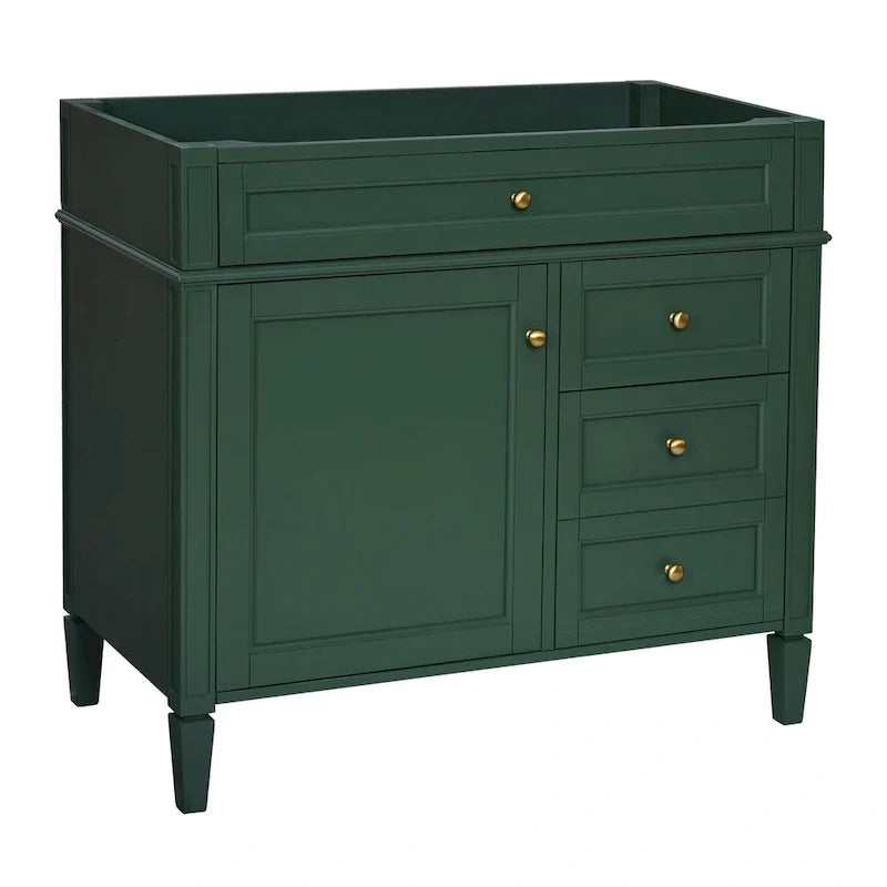 Meuble-lavabo de 36 pouces sans dessus ni lavabo, meuble de rangement moderne pour salle de bains avec 2 tiroirs et un tiroir basculant, structure en bois massif