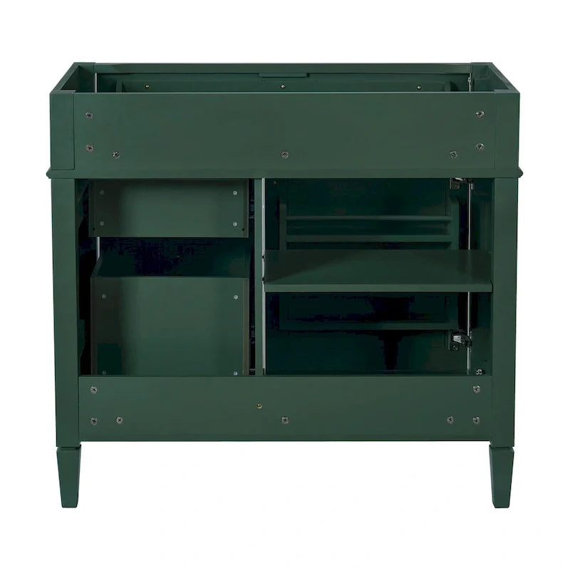 Meuble-lavabo de 36 pouces sans dessus ni lavabo, meuble de rangement moderne pour salle de bains avec 2 tiroirs et un tiroir basculant, structure en bois massif