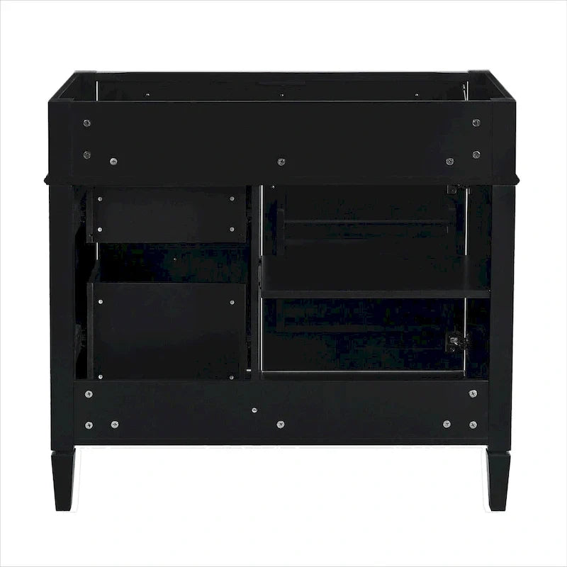 Meuble-lavabo de 36 pouces sans dessus ni lavabo, meuble de rangement moderne pour salle de bains avec 2 tiroirs et un tiroir basculant, structure en bois massif
