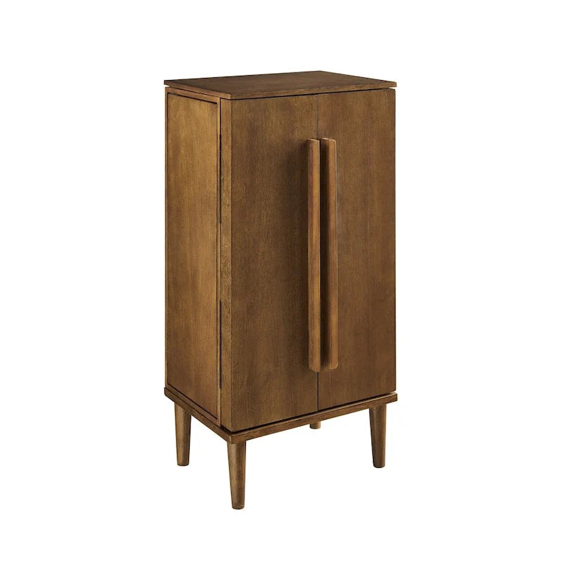 Joyero vertical de madera maciza con patas cónicas - 38 - Marrón