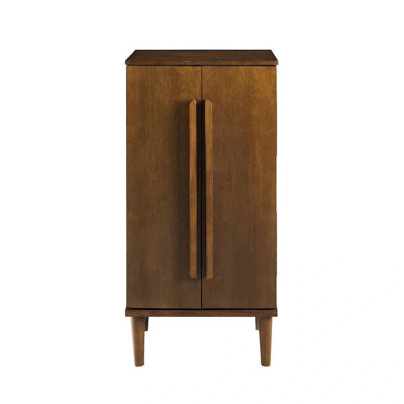 Joyero vertical de madera maciza con patas cónicas - 38 - Marrón