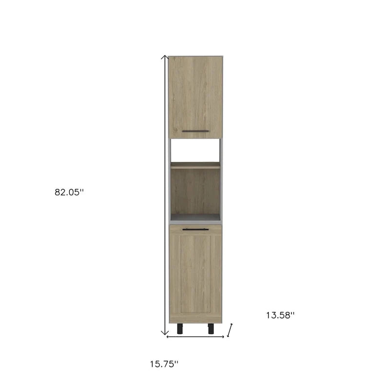 Garde-manger ou placard de rangement gris et en chêne