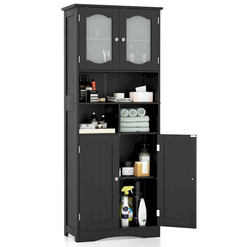 58.5 Tall Bathroom Storage Cabinet Freestanding Linen Cabinet