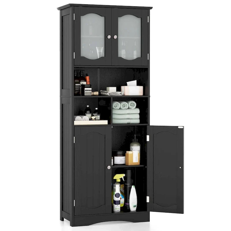 58.5 Tall Bathroom Storage Cabinet Freestanding Linen Cabinet