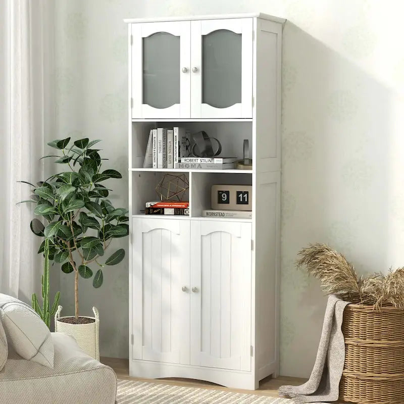 58.5 Tall Bathroom Storage Cabinet Freestanding Linen Cabinet
