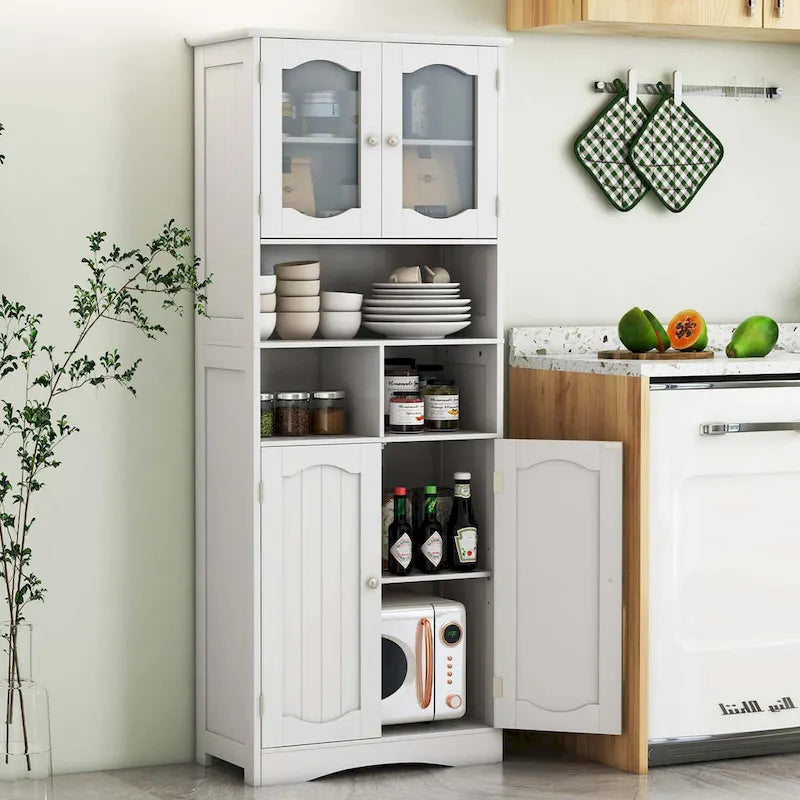 58.5 Tall Bathroom Storage Cabinet Freestanding Linen Cabinet