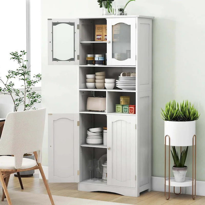 58.5 Tall Bathroom Storage Cabinet Freestanding Linen Cabinet