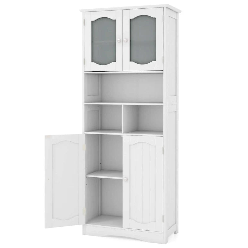 58.5 Tall Bathroom Storage Cabinet Freestanding Linen Cabinet