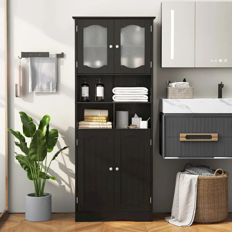 58.5 Tall Bathroom Storage Cabinet Freestanding Linen Cabinet