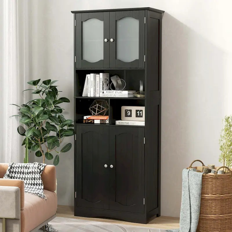 58.5 Tall Bathroom Storage Cabinet Freestanding Linen Cabinet