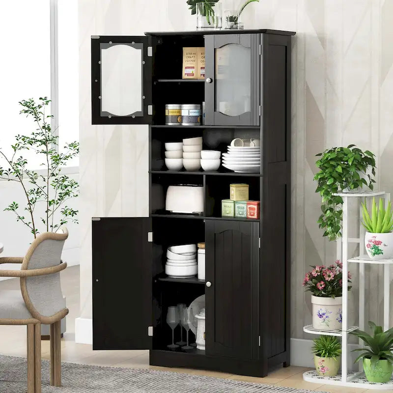 58.5 Tall Bathroom Storage Cabinet Freestanding Linen Cabinet
