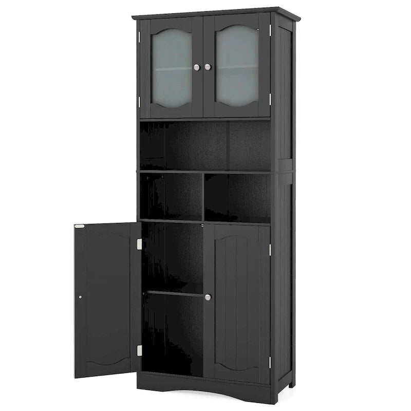 58.5 Tall Bathroom Storage Cabinet Freestanding Linen Cabinet