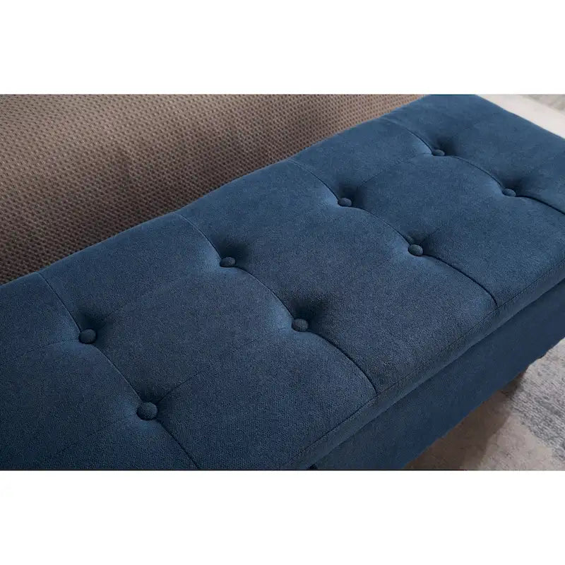 Upholstered Storage Bench with Nailhead Trim, Lift Top Ottoman Bench for Bedroom End of Bed