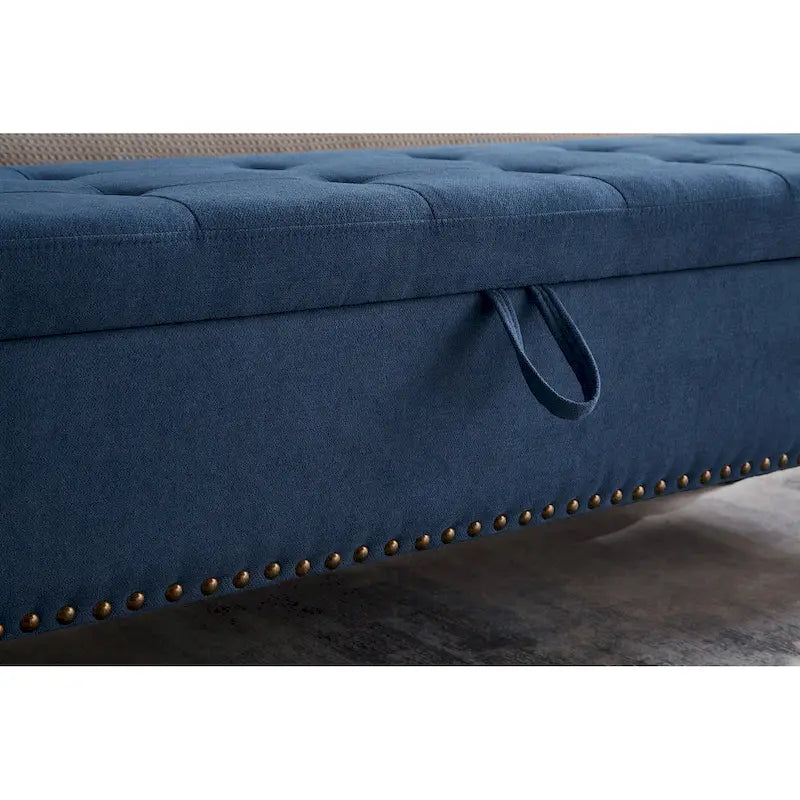 Upholstered Storage Bench with Nailhead Trim, Lift Top Ottoman Bench for Bedroom End of Bed