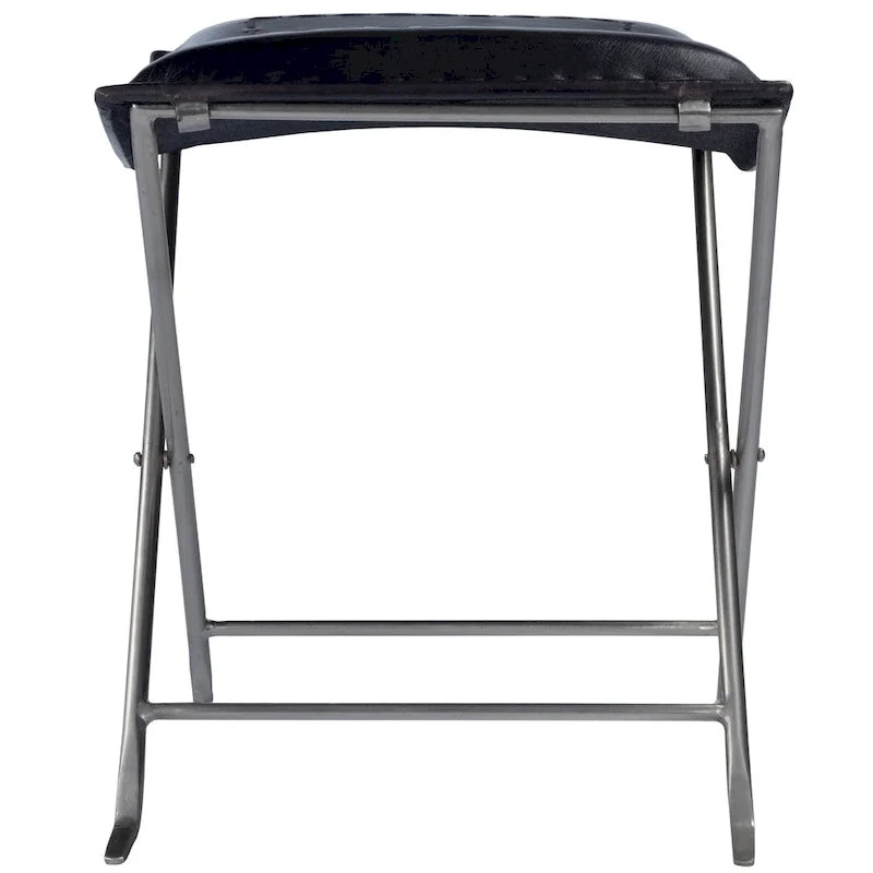 Tabourets d’appoint pliants en cuir, repose-pieds banc avec cadre métallique en X, pouf décoratif pour salon