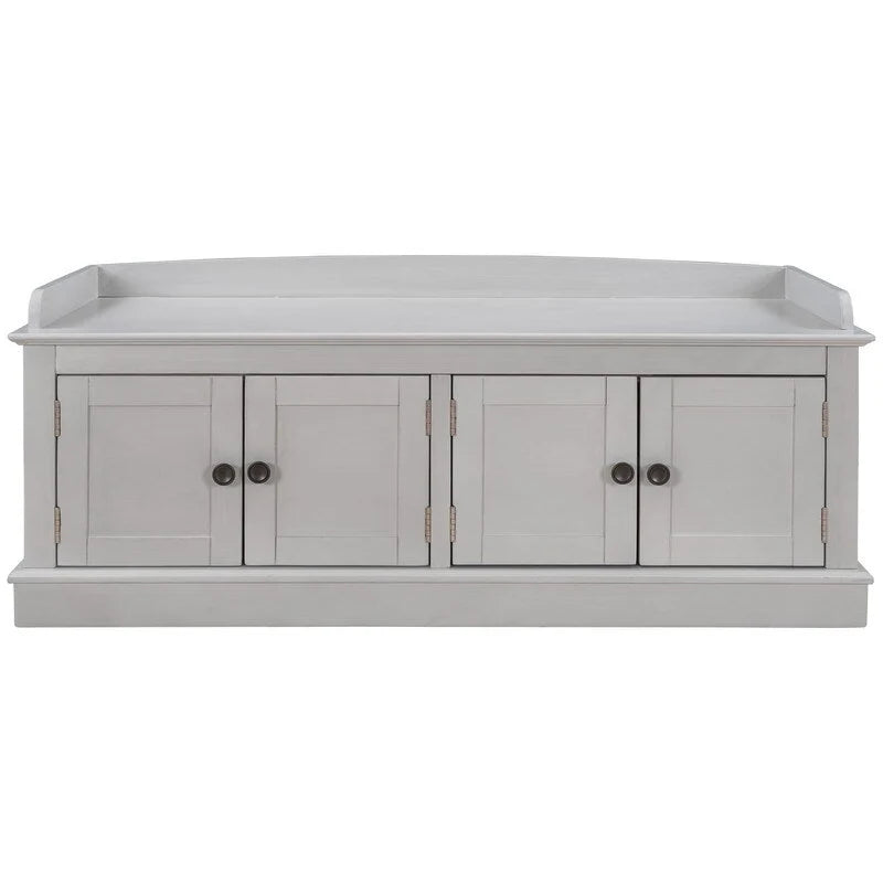 Entrance living room storage stool with removable mat and locker, 4 doors and adjustable shelves