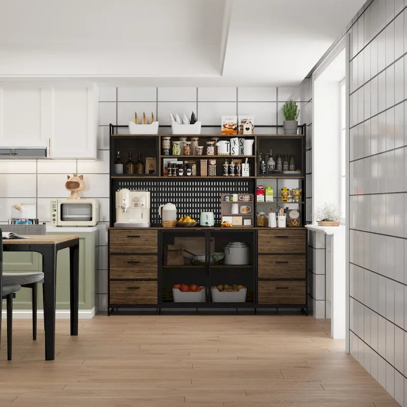 Despensa de cocina de 70.9W con armario y soporte para microondas