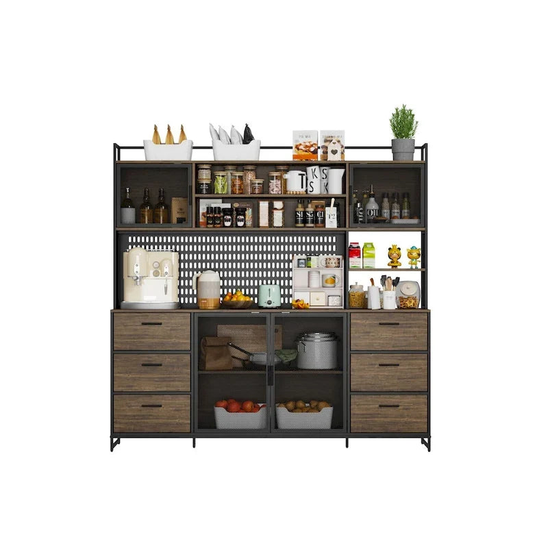 Despensa de cocina de 70.9W con armario y soporte para microondas