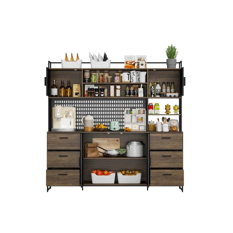 Despensa de cocina de 70.9W con armario y soporte para microondas