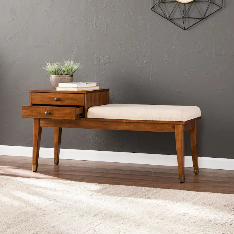 Midcentury Modern Upholstered Storage Bench