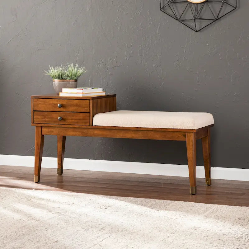Midcentury Modern Upholstered Storage Bench