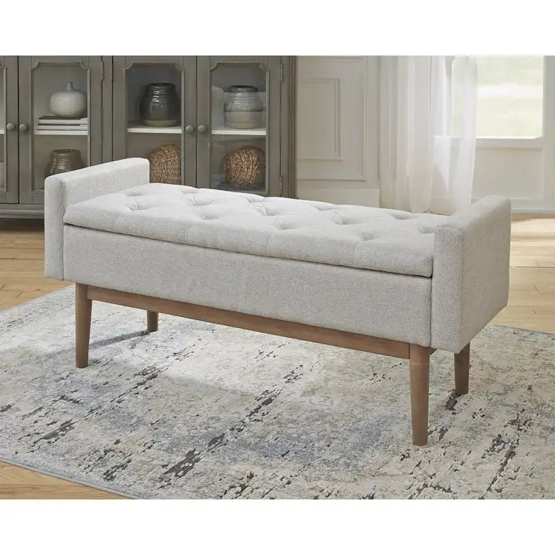 Banc de rangement contemporain beige/marron -