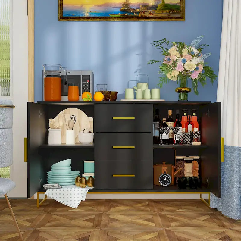 47 Buffet Credenza with Double Doors and 3 Drawers