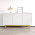 White Textured Gold Leg Sideboard Credenza
