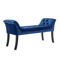 Tufted Velvet Accent Bench with Rubberwood Legs