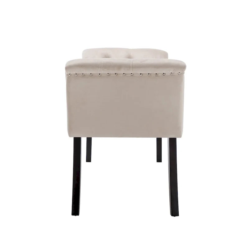 Tufted Velvet Accent Bench with Rubberwood Legs
