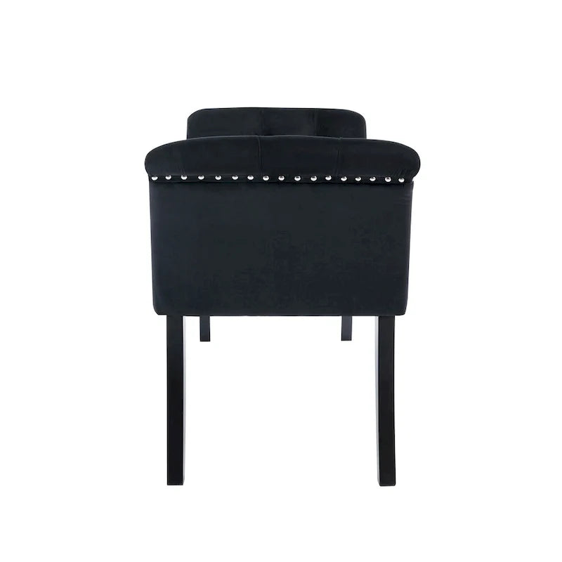 Tufted Velvet Accent Bench with Rubberwood Legs