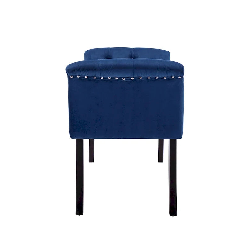 Tufted Velvet Accent Bench with Rubberwood Legs