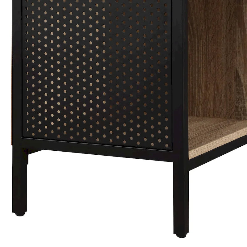 Estantería abierta de 8 cubos, unidad de almacenamiento industrial de madera y metal, mueble consola para sala de estar o recibidor