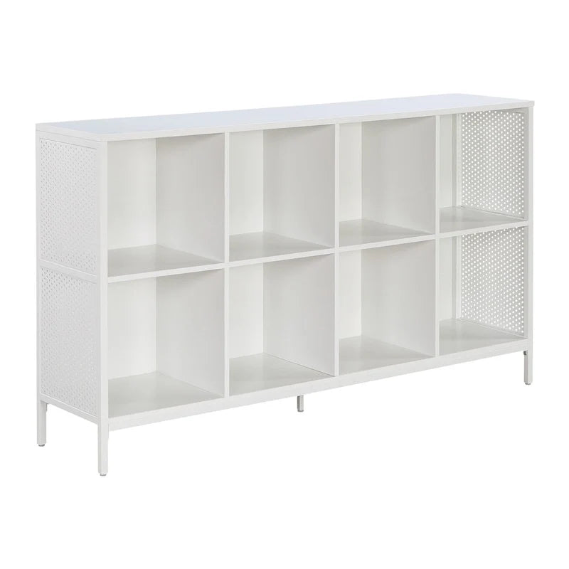 Estantería abierta de 8 cubos, unidad de almacenamiento industrial de madera y metal, mueble consola para sala de estar o recibidor