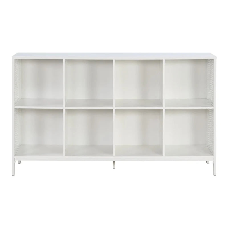 Estantería abierta de 8 cubos, unidad de almacenamiento industrial de madera y metal, mueble consola para sala de estar o recibidor