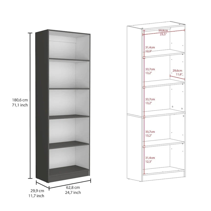 Ensemble de 2 bibliothèques larges à 5 étagères