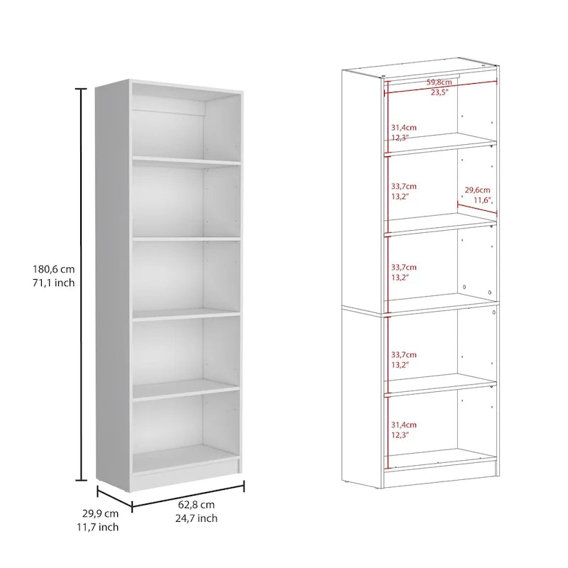 Ensemble de 2 bibliothèques larges à 5 étagères