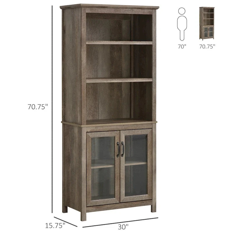Multifunctional Storage Cabinet Bookcase with Adjustable Shelves Display Rack for Study, Kitchen, Living Room, Nature