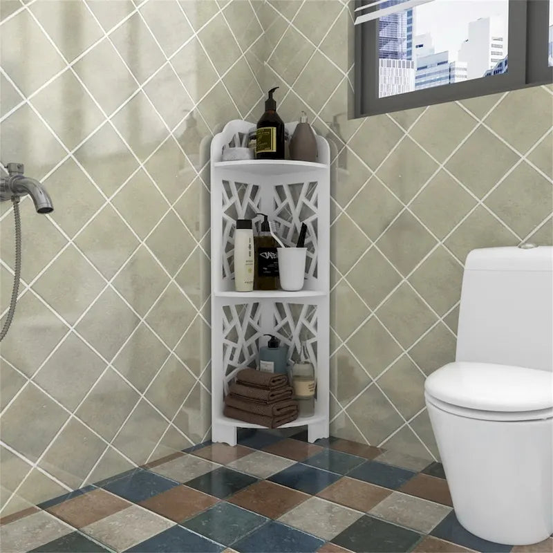 Estante esquinero de baño de 3 niveles, impermeable