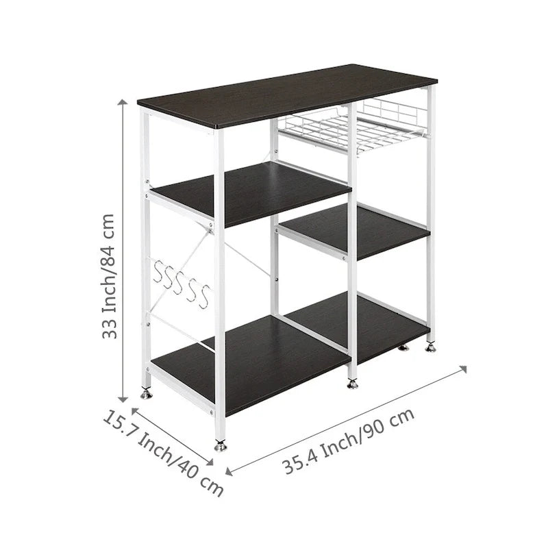 35.5 Kitchen Baker's Rack 3-Tier Microwave Stand Dark Brown