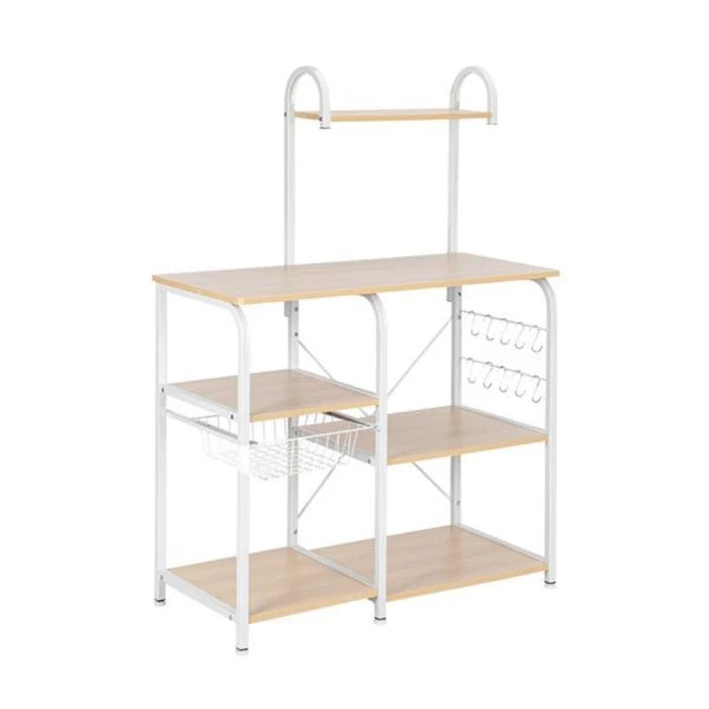 Kitchen Bakers Rack Utility Storage Shelf 4-Tier Shelf for Spice Rack Organizer Workstation with 10 Hooks