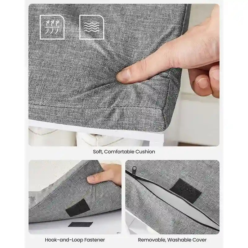 Banc à chaussures en bois avec coussin, rangement à 15 compartiments